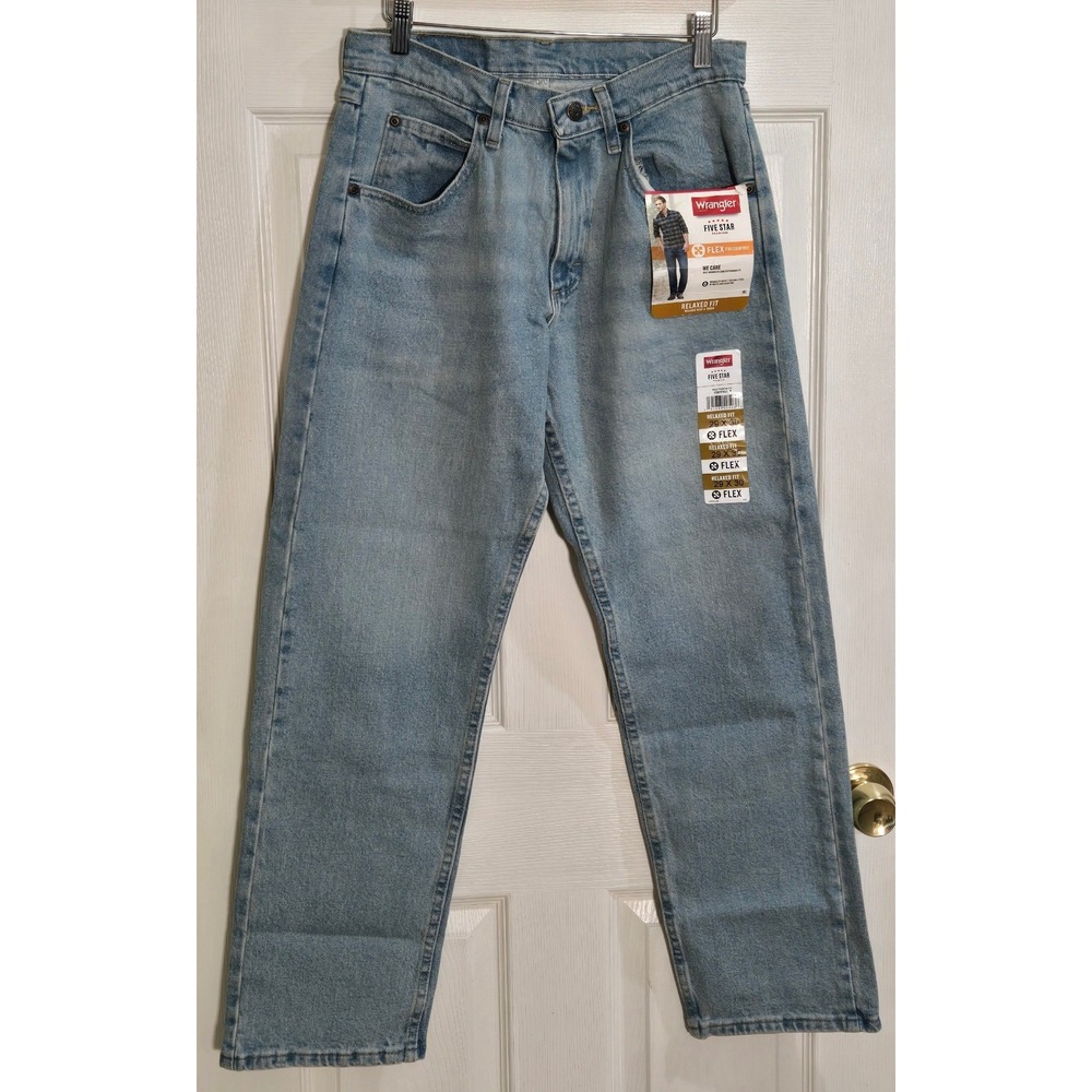 Wrangler Five Star Premium Flex Relaxed Fit Jeans Light Wash 29x30 1097FXVVB
